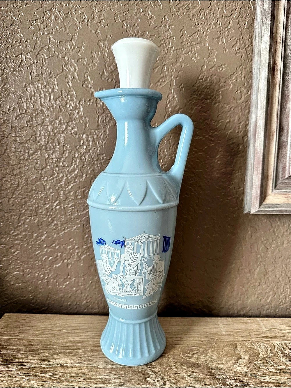 Vintage Jim Beam Grecian Greek Philosophers Blue Glass Decanter
